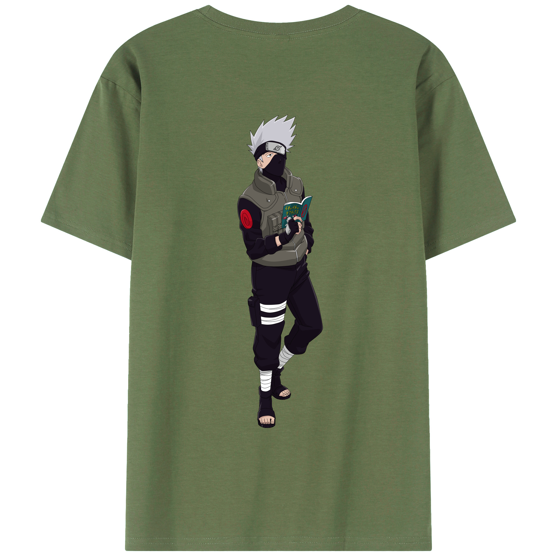 （画像用） NARUTO -ナルト- はたけ カカシ Hatake Kakashi 綿100％ メンズ半袖Tシャツ（バックプリント） 通気性